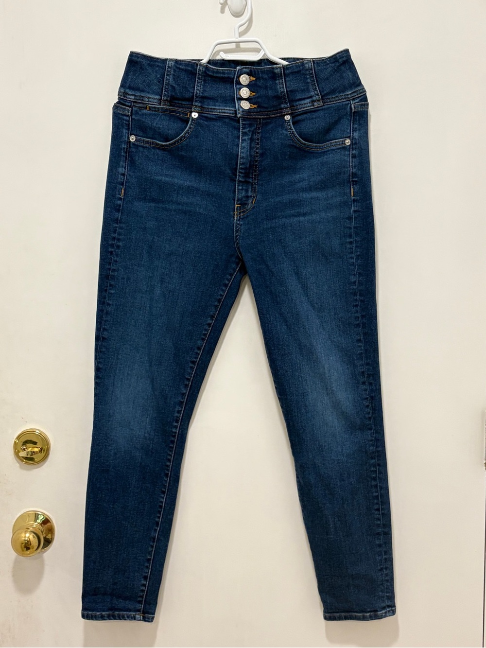 Veronica Beard Katherine Corset Dark Blue High-Rise Jeans
